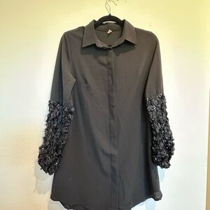 Black Retro Shirt Dress